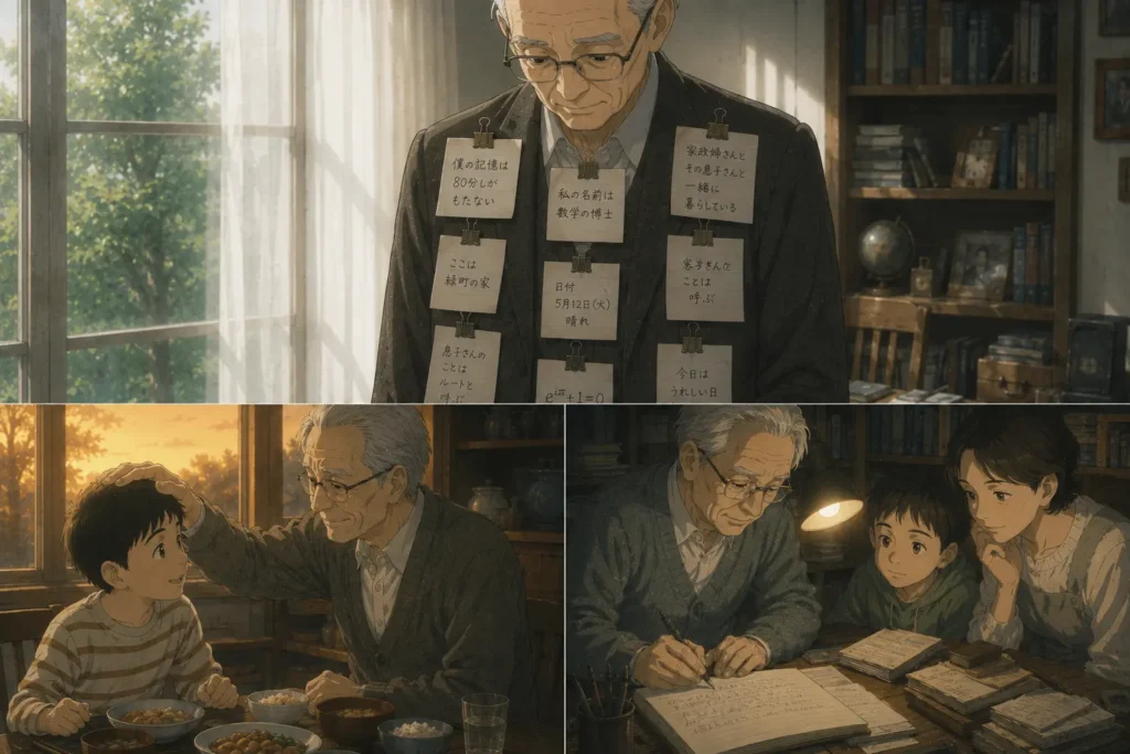 小説「博士の愛した数式」をイメージした、登場人物たちのイラスト