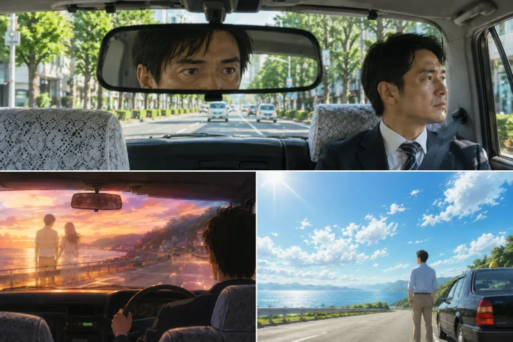 小説「あの日にドライブ」をイメージした画像　三場面で表現