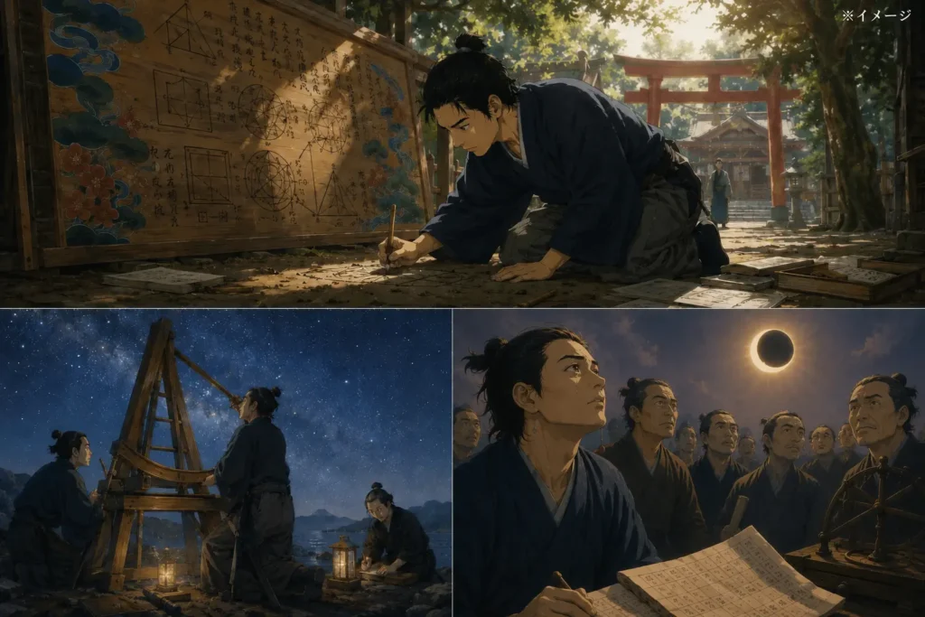 小説「天地明察」をイメージした画像三場面