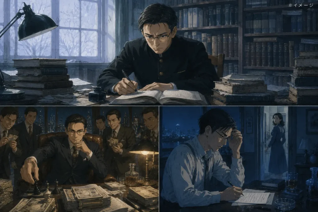 小説「青の時代」をイメージした画像　三場面
